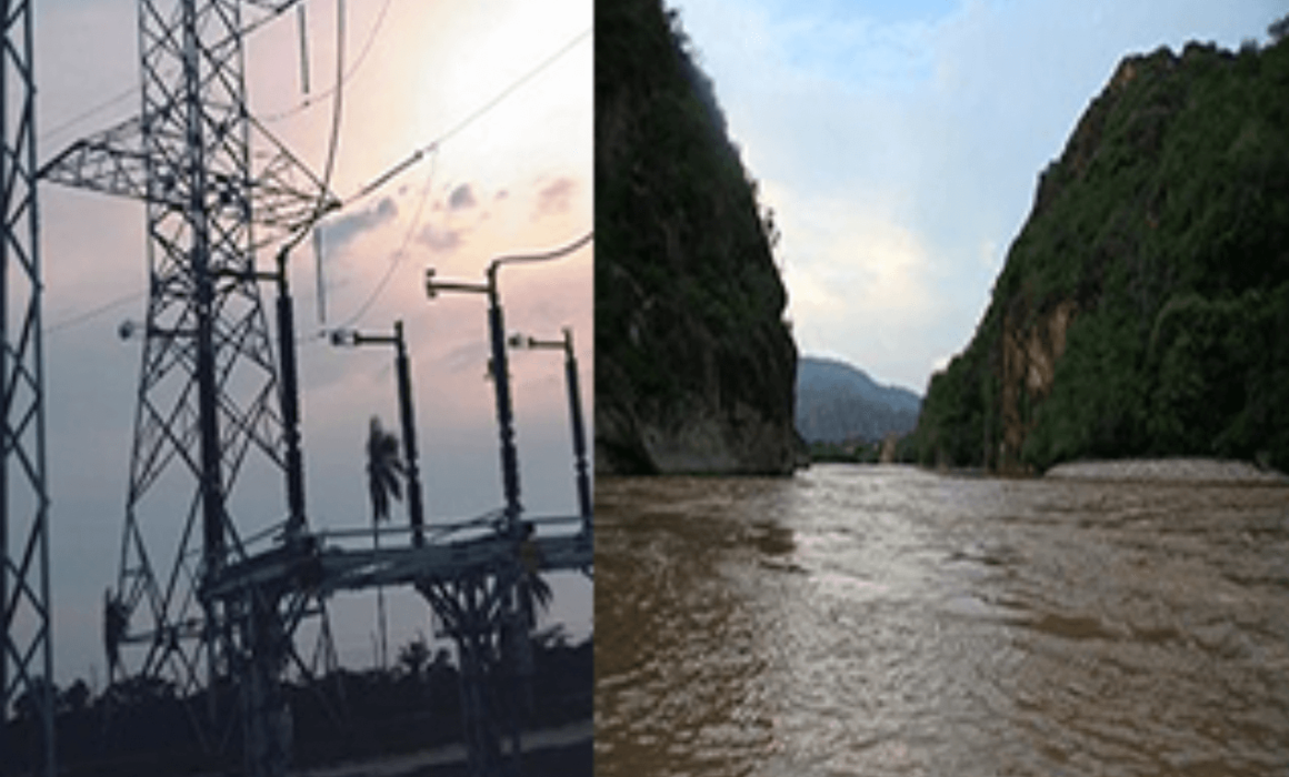 dos imagenes: antena y un rio